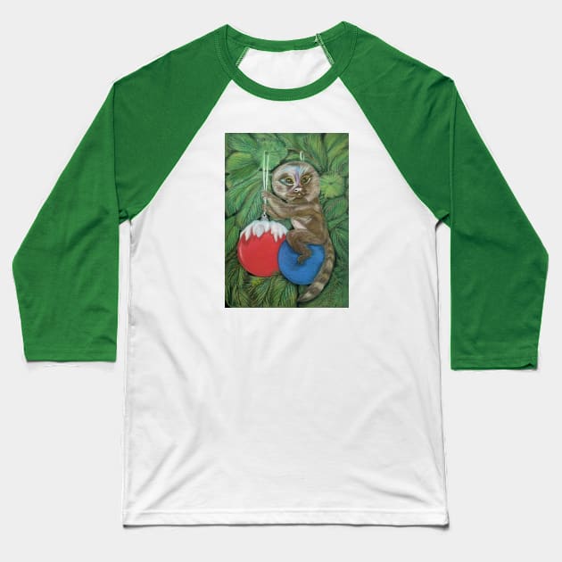 Pygmy Marmoset in the Festive Christmas Tree Baseball T-Shirt by mariasibireva